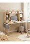 Study Desk with Bookshelf, Large Office Desk, Computer Table with Storage Bag & CPU Stand