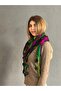 HAND KNITTED COLORFUL OMBRE PATTERNED SHAWL NECK COLLAR WOMEN'S SHAWL WITH TASSELS - 7