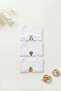 3-Piece Embroidered Snap Fastener Long Sleeve Baby Bodysuit 100% Cotton - 2