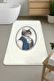 Modcat Ecru Single Embroidered Bath Mat, Non-Slip Base 60X100Cm