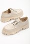 Minnet Women's Beige Lace-Up Loafer Shoes - 2