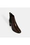 Women's Brown Elastic Heeled Leather Boots - 5