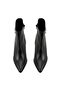 Women's Black Leather Heeled Boots with Metal Accessories - 6