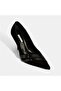 Women's Black Metal Buckle Detailed Suede Stiletto - 5