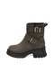 Women's Green Belt Accessory Heeled Leather Boots - 4