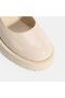 Women's Cream Mary Jane Velcro Detailed Leather Ballerinas - 6
