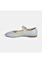 Women's Blue Leather Mary Jane Ballerinas - 3