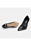 Women's Black Patent Leather Heeled Classic Shoes - 5