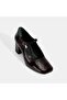 Women's Burgundy Adjustable Buckle Thick Heeled Classic Shoes - 5
