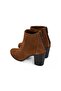 Women's Tan Zippered Heeled Suede Boots - 7