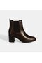 Women's Brown Elastic Heeled Leather Boots - 2