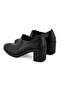 Women's Black Comfort Heeled Leather Casual Shoes - 4