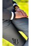 Women's Black High Waist Elastic and Lace-Up Pocketed Ribbed Non-Cracking Leather Jogger Pants - 7