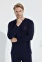Men's Anchor Navy Blue Long Sleeve Combed Cotton Fabric Seasonal Pajama Set - 2