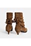Women's Tan Tassel Detailed Suede Heeled Boots - 8