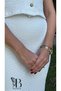 Women's White High Waist Slit Elastic Waist Seersucker Textured Bodycon Midi Pencil Skirt - 3