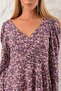 Women's Brown Floral Side Pleated Dress - 7