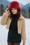 Plush Adjustable Burgundy Bucket Kalpak Hat-Beret Spk1142 - 6