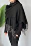Tasseled Boucle Scarf Shawl 45X200 cm 1285 Black - 4
