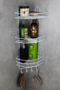 Economical Adhesive Triple Shampoo Holder with Stainless Steel Wire Rack Bathroom Corner Shelf Shower Corner Rack Organizer
