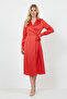 Pomegranate Flower Matte Satin Dress