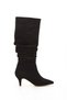 Women's Black Suede Pointed Toe Thin Heeled Comfortable Bellows Boots - 7