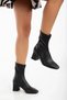 Women's Black Stretch Leather Stylish and Comfortable Short Heeled Back Zipper Boots - 4