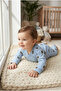 Ribbed Cotton, Blue Teddy Bear Patterned Baby Romper – 9 Months - 3
