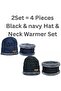 4-Piece Winter Beanie and Scarf Set (2 Black, 2 Navy) - 2