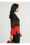Women's Red Diamond Patterned V-Neck Sweater - 2