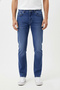 Men's Navy Blue Nail Sanded Regular Fit Straight Jeans 2407080