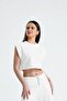 White Basic Sleeveless Crop Sweatshirt