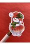 Opaque Sticker with Snowman - Girl Figure - New Year / New Year's Themed Opaque Sticker 6-3.5 cm. - 30 units - 7