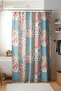 Bathroom Curtain, Colorful Checkered Flowers Pattern Shower Curtain, Bathtub Curtain, with Ring Gift 175X200Cm