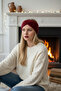 Burgundy Ruched Handmade Knitted Bandana - 7