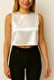 Women's White Satin Side-Tie Crop Bustier – Casual & Evening Outfits - 2