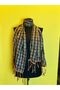 165X45 cm Double-Sided Plaid Floral Tasseled Women's Scarf Shawl Blue - 4