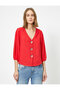 Women's Red Button Detailed Blouse 0YAK68434PW - 3