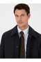 Navy Blue Shirt Collar Padded Coat 50319253-Vr033 - 2