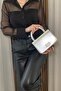 Fibag Women's Silver Shiny Gold Chain Strap Detailed Handbag - 3