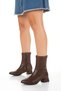 Women's Brown Faux Leather Skin Pointed Toe Thick Heeled Comfortable Winter Boots - 4