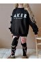 Girl's Black Ribbed Tights Winter Set - 2