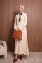 Women's Tight Knit Polo Neck Cardigan with Skirt Hijab Knitwear Set 3137 - 7