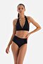 Black Side Draped High Waist Bikini Bottom - 5