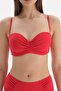 Red Side Draped High Waist Bikini Bottom - 3