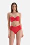 Red Side Draped High Waist Bikini Bottom - 5