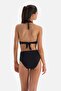 Black Side Draped High Waist Bikini Bottom - 2