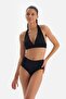 Black Side Draped High Waist Bikini Bottom - 4