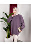 Women's Testtür Clothing Crew Neck Slit Stone Balloon Sleeve Oversized Knitwear Tunic