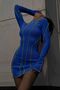 Love Fab Special Design Reverse Stitched Long Sleeve Mini Dress - 6